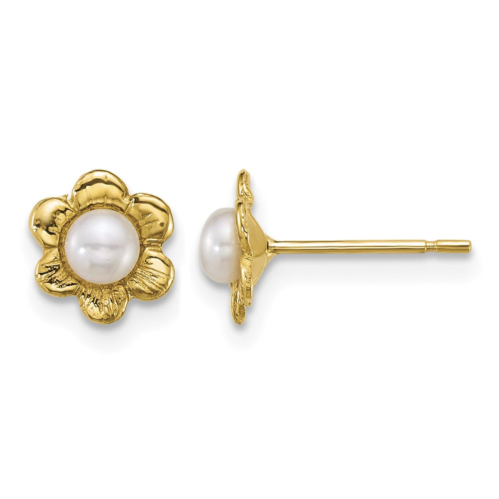 14k Madi K 3-4mm Button Freshwater Cultured Pearl Flower Earrings