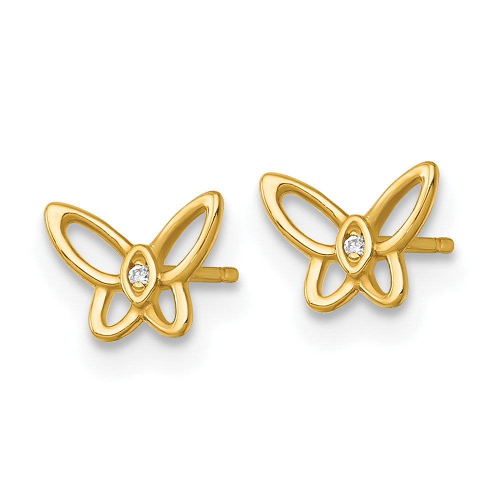 14k Madi K Polished CZ Butterfly Post Earrings