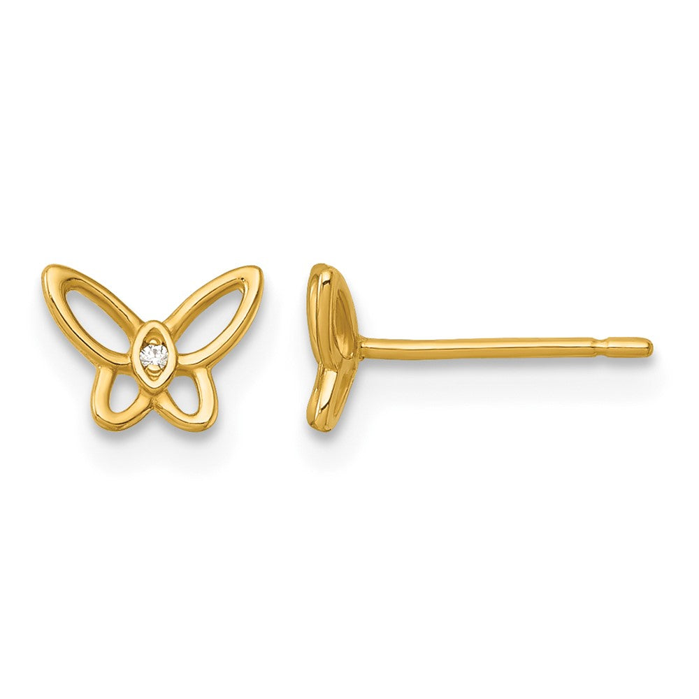 14k Madi K Polished CZ Butterfly Post Earrings