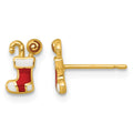 14k Madi K Polished Enameled Christmas Stocking Post Earrings