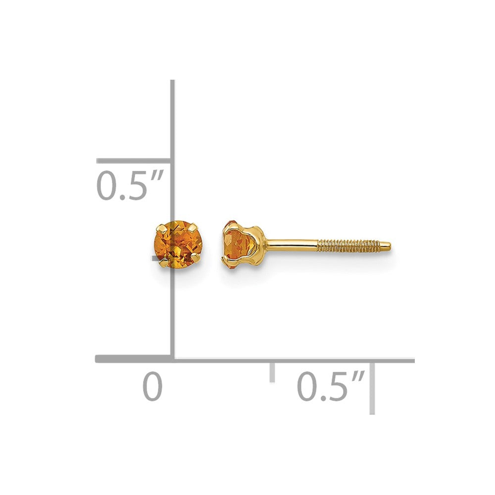 14k Madi K 3mm Citrine Birthstone Earrings