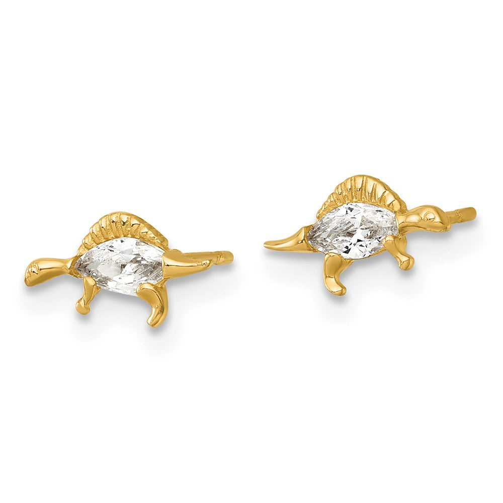 14k Madi K Polished and Grooved CZ Stegosaurus Post Earrings
