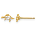 14k Madi K Polished and Grooved CZ Stegosaurus Post Earrings