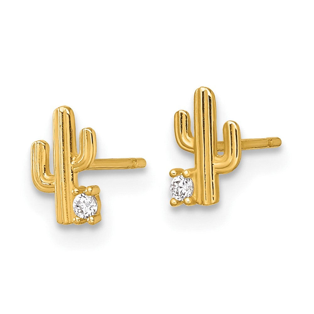 14k Madi K Polished CZ Cactus Post Earrings