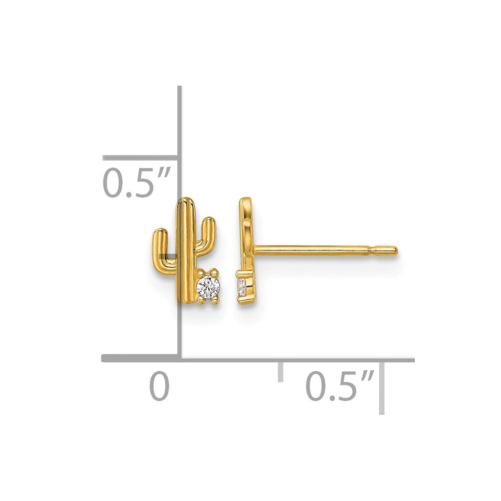 14k Madi K Polished CZ Cactus Post Earrings