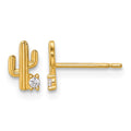 14k Madi K Polished CZ Cactus Post Earrings