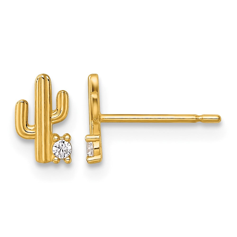 14k Madi K Polished CZ Cactus Post Earrings