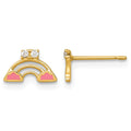14k Madi K Polished Pink Enamel and CZ Rainbow Post Earrings