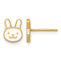 14k Madi K Polished White Enamel Bunny Face Post Earrings