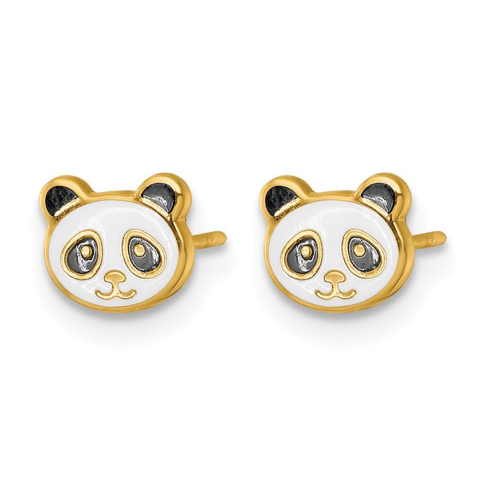 14k Madi K Polished Black & White Enameled Panda Post Earrings