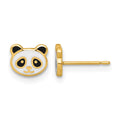14k Madi K Polished Black & White Enameled Panda Post Earrings