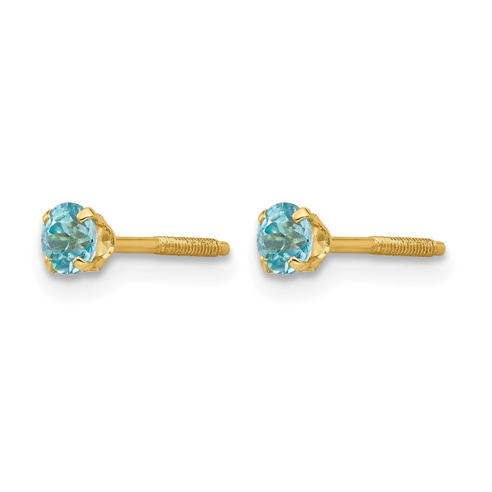 14k Madi K 3mm Blue Zircon Earrings