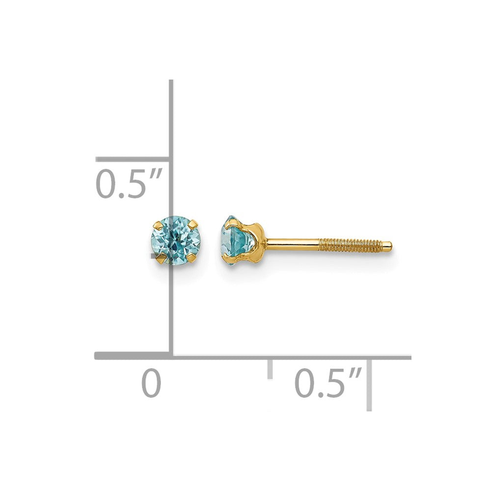 14k Madi K 3mm Blue Zircon Earrings