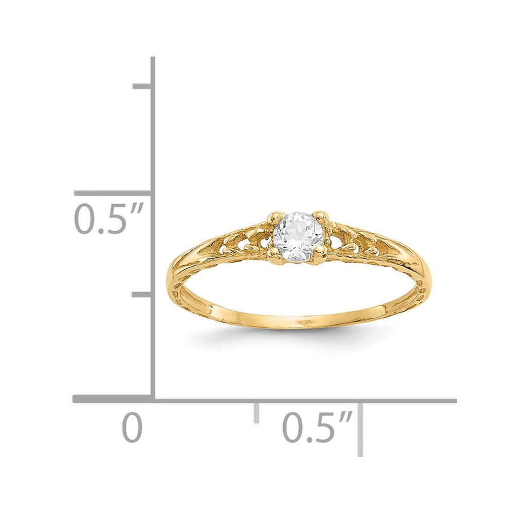 14k Madi K 3mm White Topaz Birthstone Baby Ring