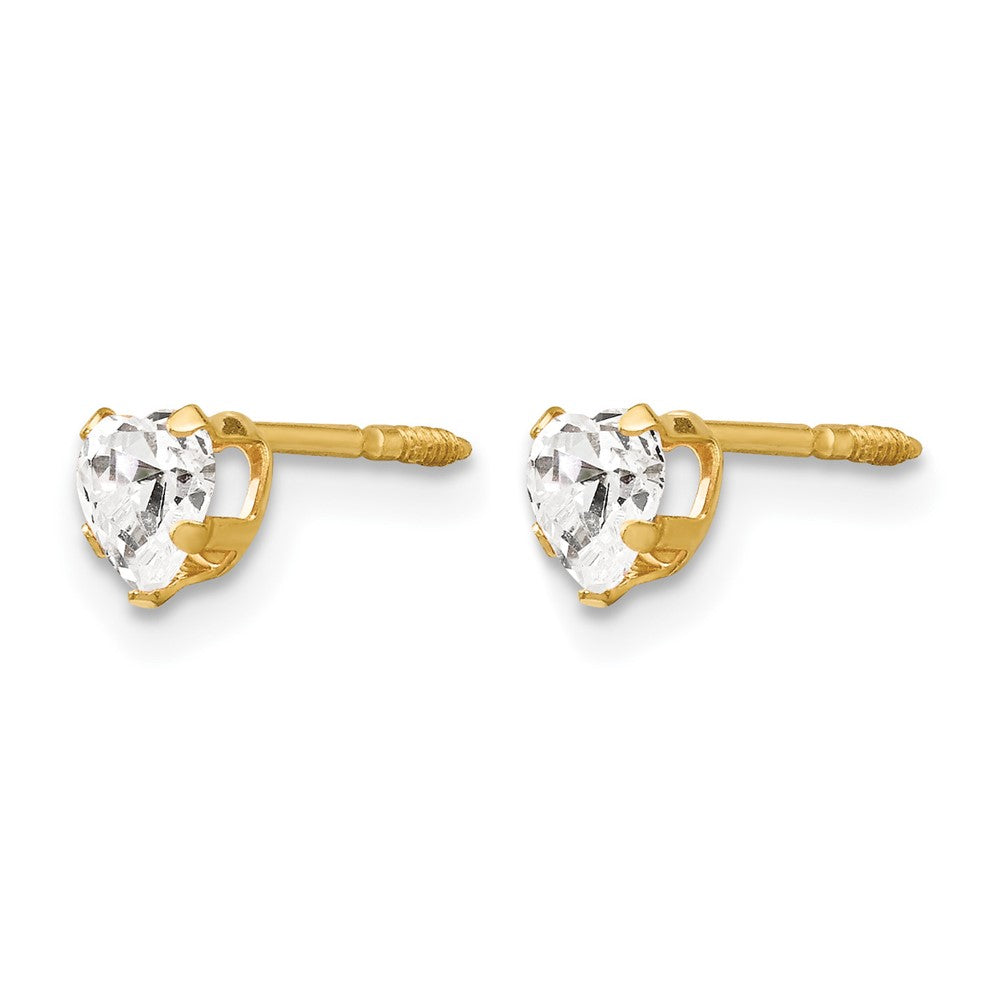 14K Madi K 4mm White CZ Heart Earrings