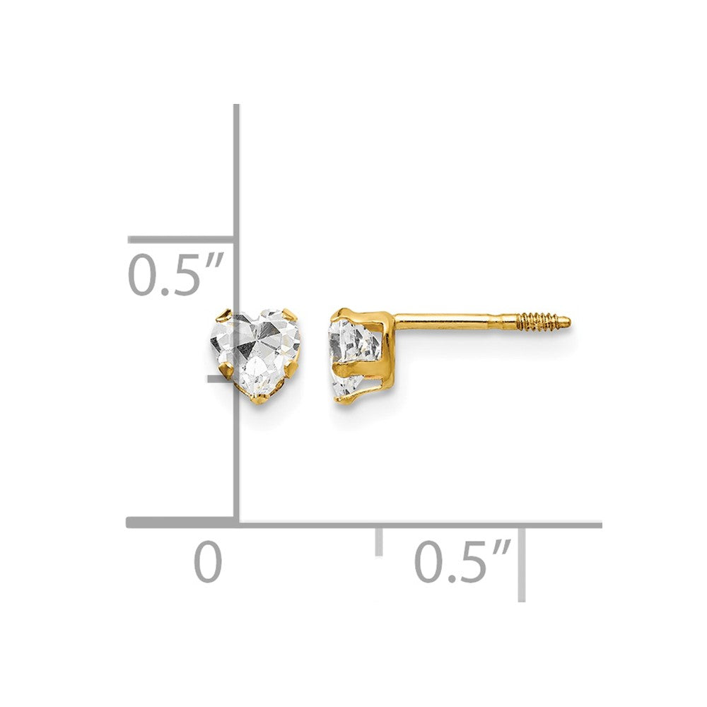 14K Madi K 4mm White CZ Heart Earrings