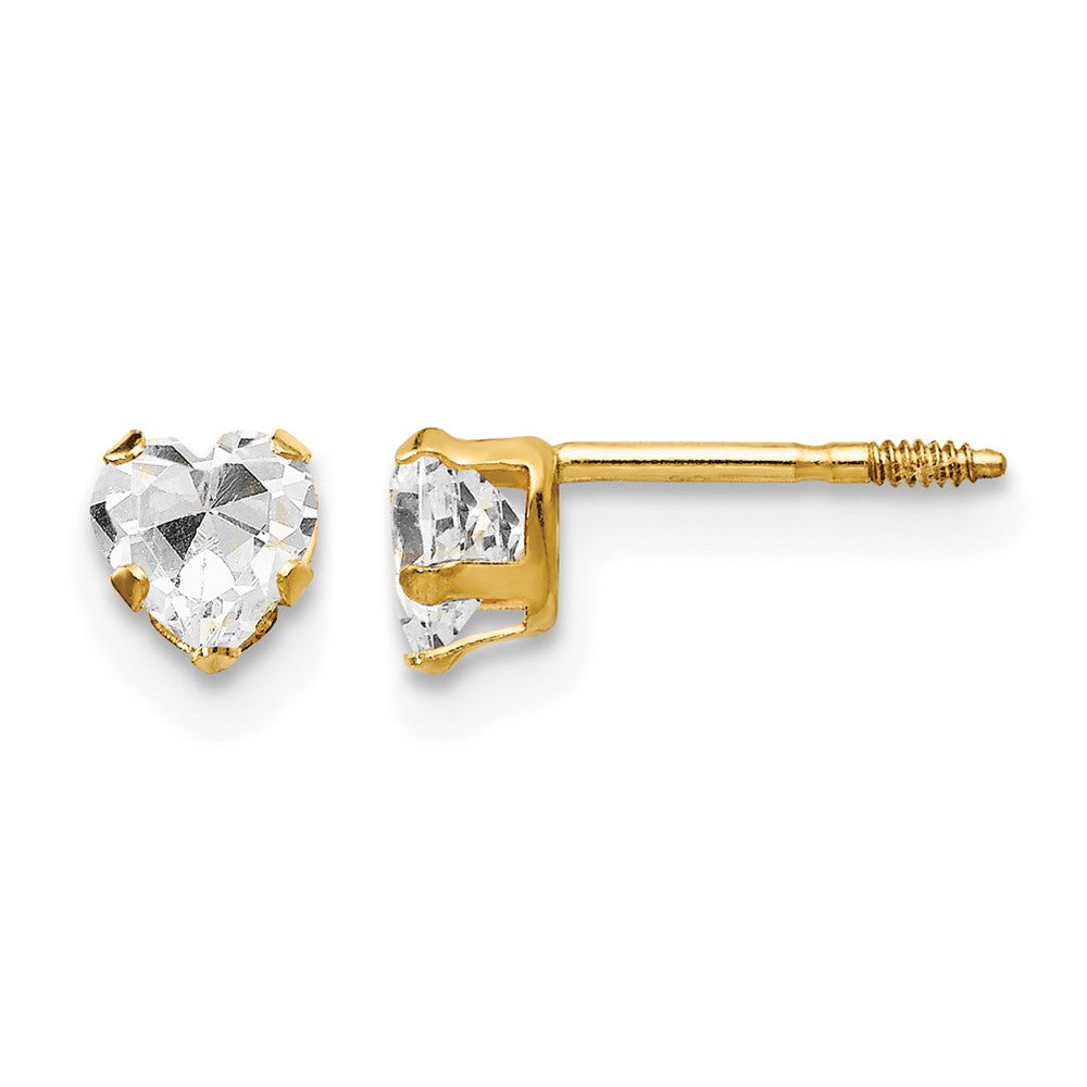 14K Madi K 4mm White CZ Heart Earrings