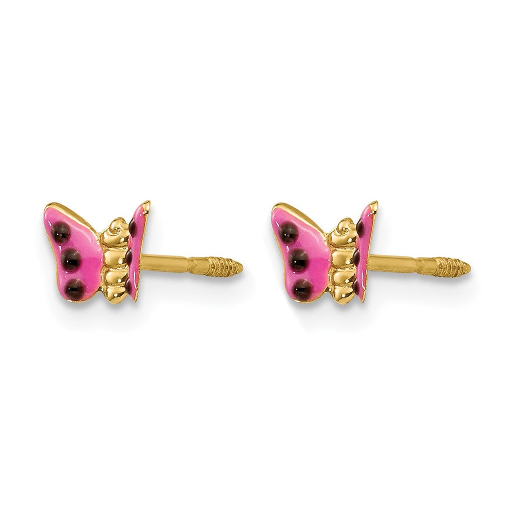 14k Madi K Pink Enameled Butterfly Earrings
