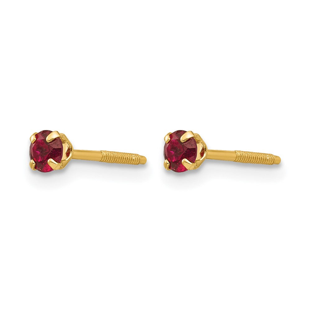 14k Madi K 3mm Imitation Garnet Birthstone Earrings (Jan)