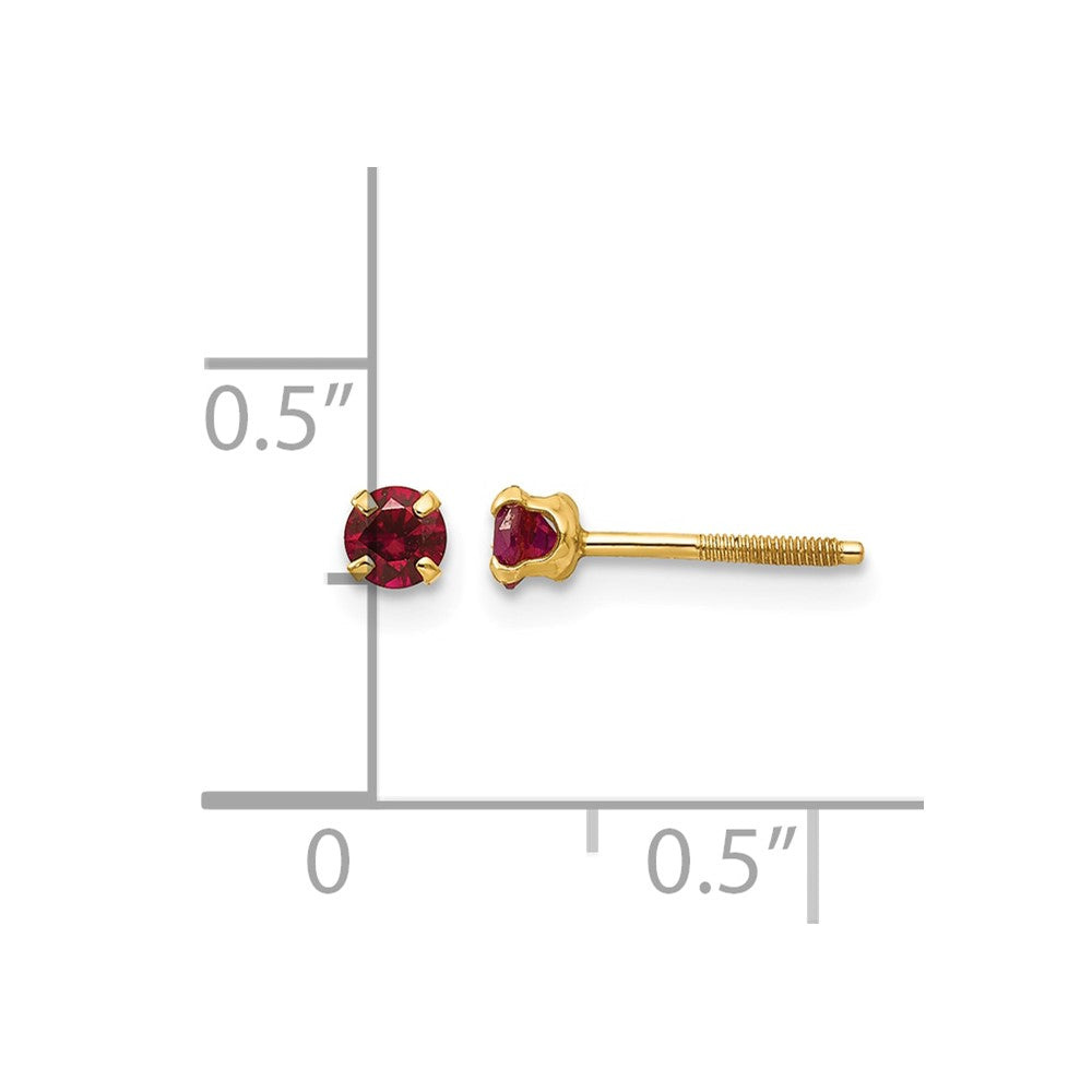 14k Madi K 3mm Imitation Garnet Birthstone Earrings (Jan)