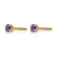 14k Madi K 3mm Imitation Amethyst Birthstone Earrings (Feb)