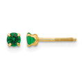 14k Madi K 3mm Imitation Emerald Birthstone Earrings (May)