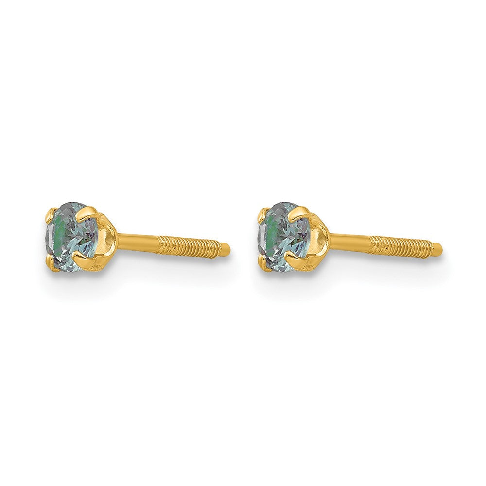 14k Madi K 3mm Imitation Alexandrite Birthstone Earrings (Jun)
