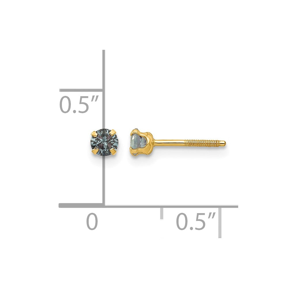14k Madi K 3mm Imitation Alexandrite Birthstone Earrings (Jun)