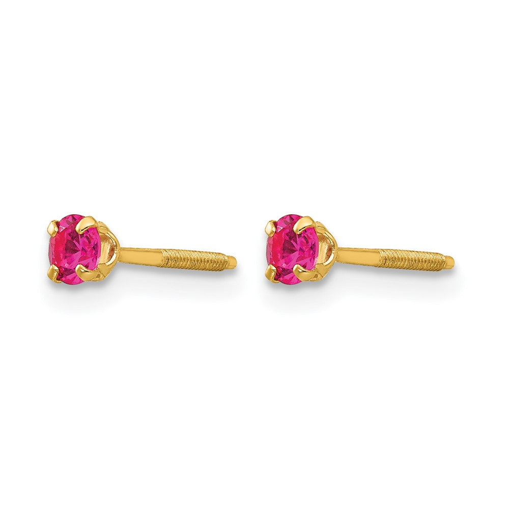 14k Madi K 3mm Imitation Ruby Birthstone Earrings (Jul)