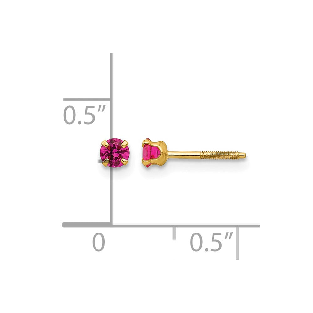 14k Madi K 3mm Imitation Ruby Birthstone Earrings (Jul)