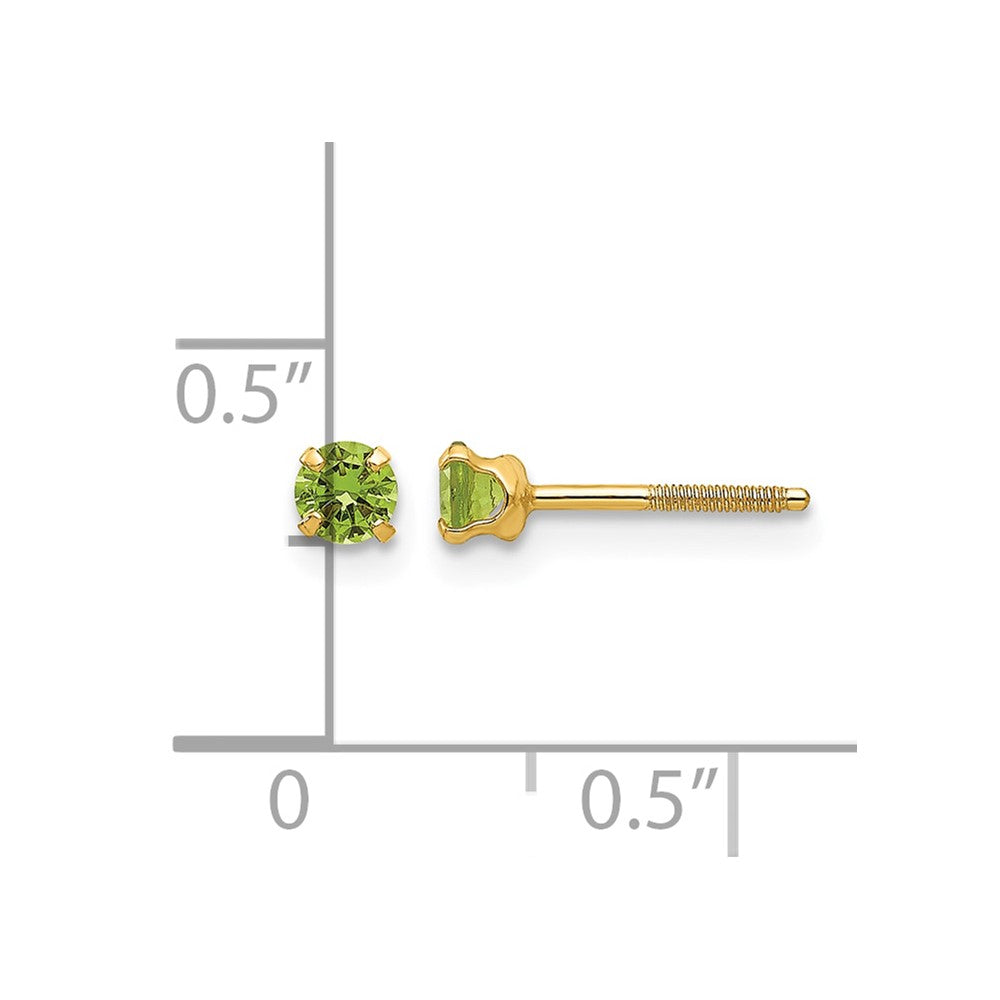 14k Madi K 3mm Imitation Peridot Earrings (Aug)