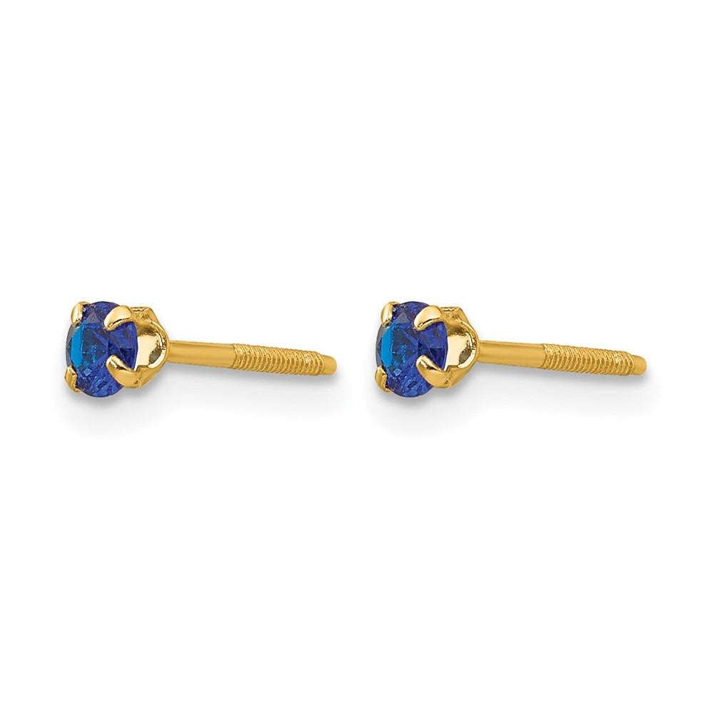 14k Madi K 3mm Imitation Sapphire Birthstone Earrings (Sep)
