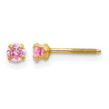 14k Madi K 3mm Imitation Pink Tourmaline Birthstone Earrings (Oct)