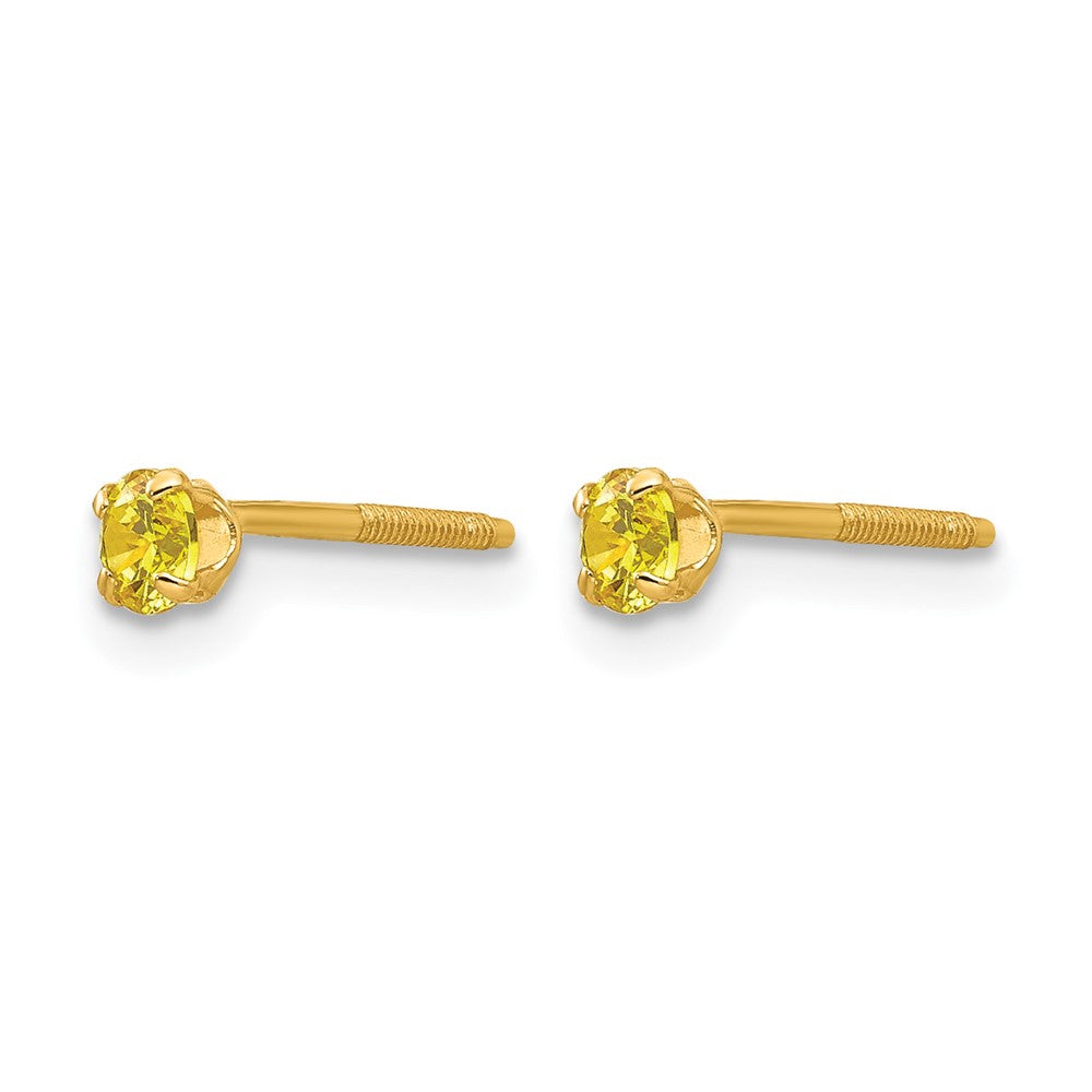 14k Madi K 3mm Imitation Citrine Birthstone Earrings (Nov)
