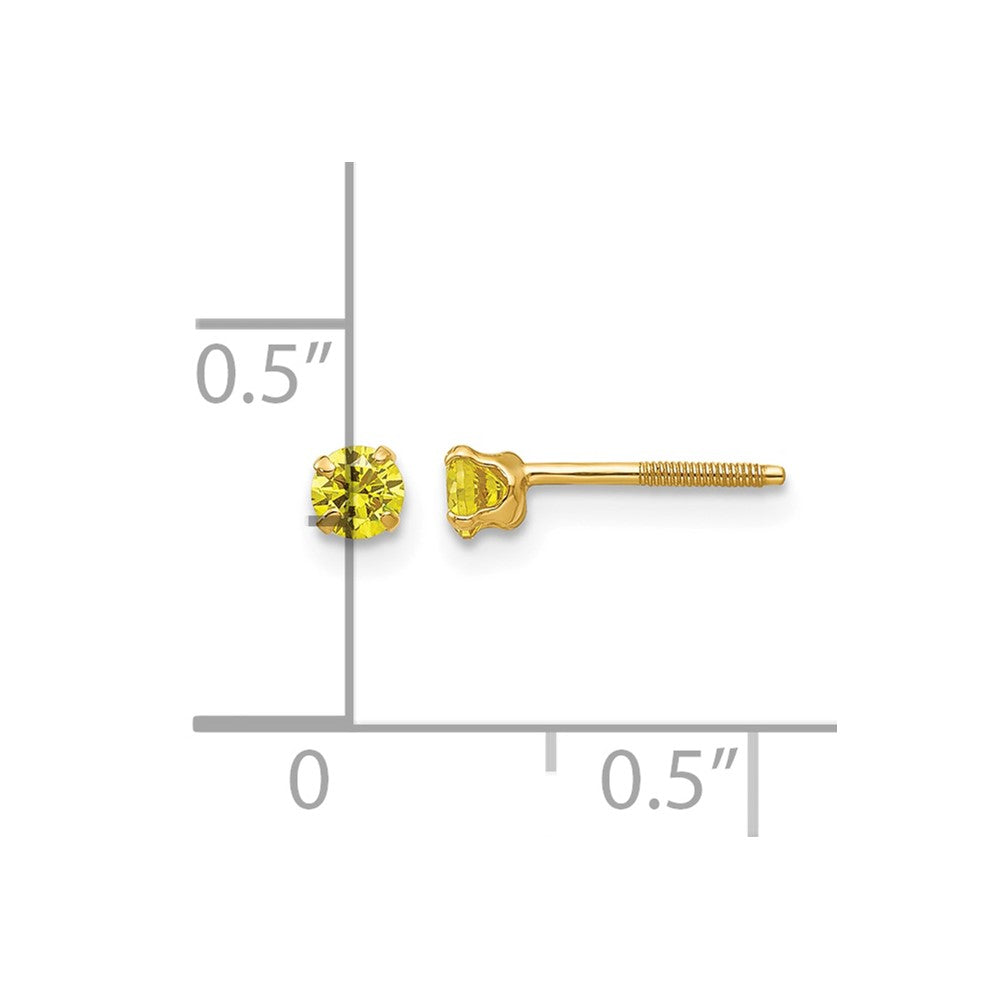 14k Madi K 3mm Imitation Citrine Birthstone Earrings (Nov)