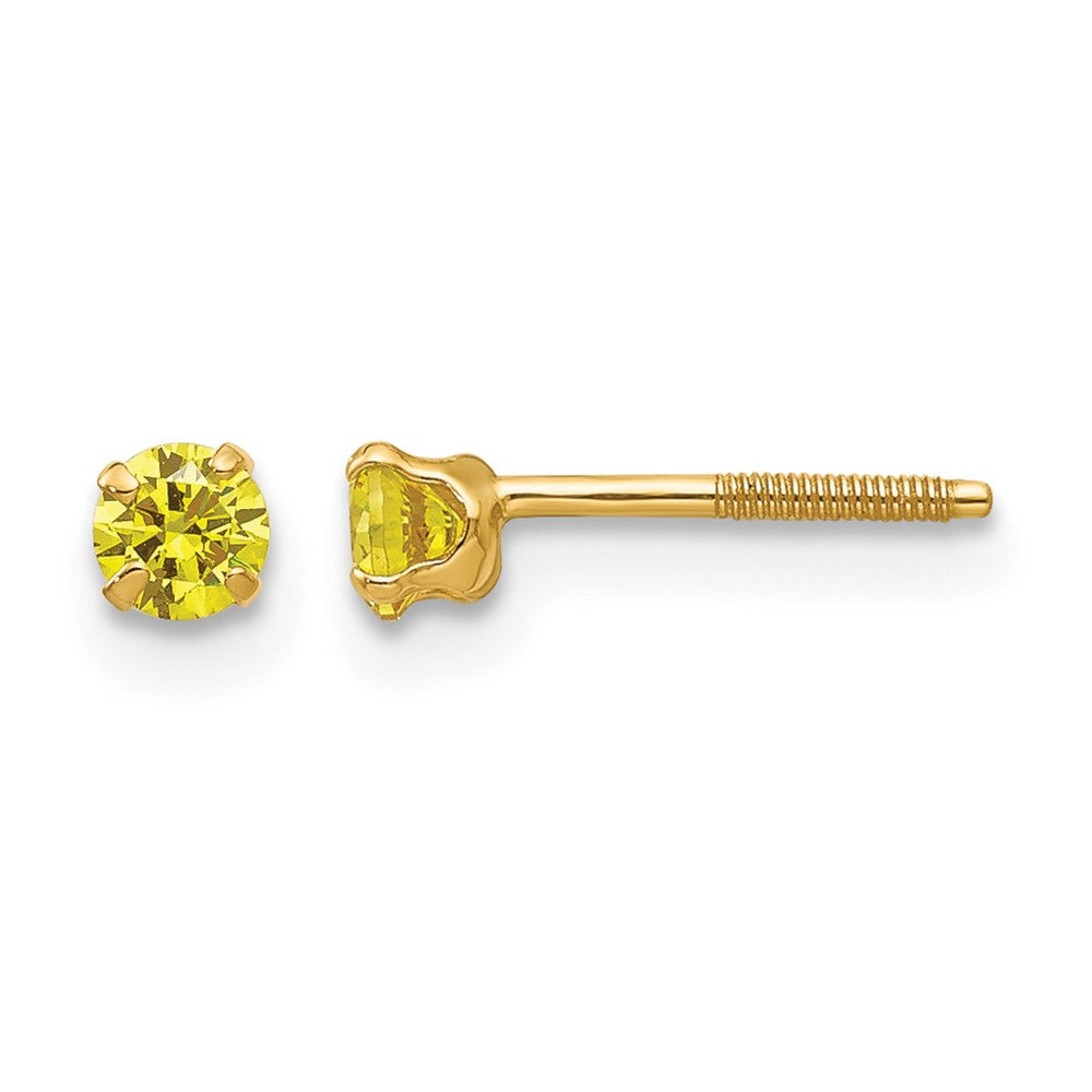 14k Madi K 3mm Imitation Citrine Birthstone Earrings (Nov)