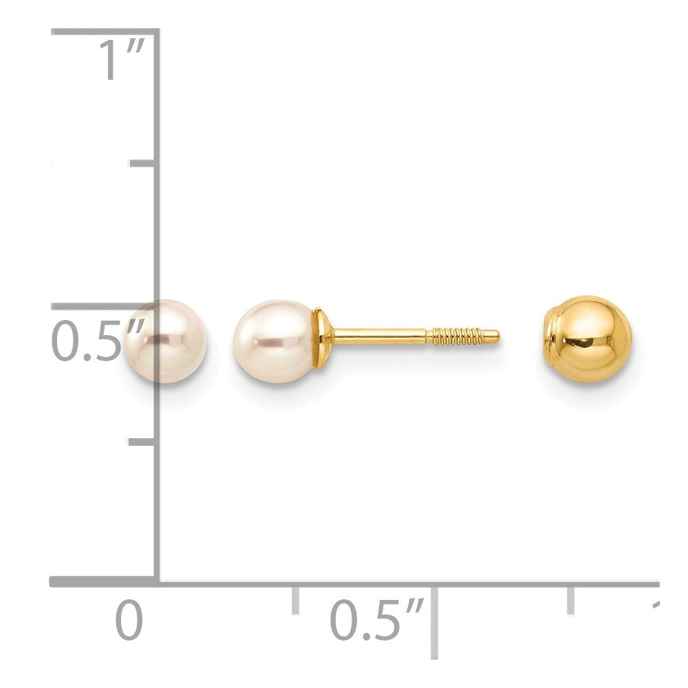 14k Madi K Reversible 3.75-4mm FW Cultured Pearl & Gold Ball Earrings