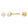 14k Madi K Reversible 3.75-4mm FW Cultured Pearl & Gold Ball Earrings