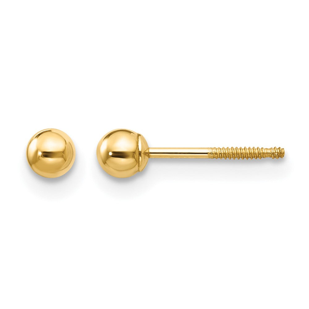 14k Madi K 3mm Ball Push On and Screw Off Screwback Earrings