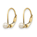 14K Madi K 3-4mm White Round FW Cultured Pearl Leverback Earrings