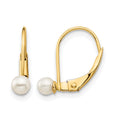 14K Madi K 3-4mm White Round FW Cultured Pearl Leverback Earrings