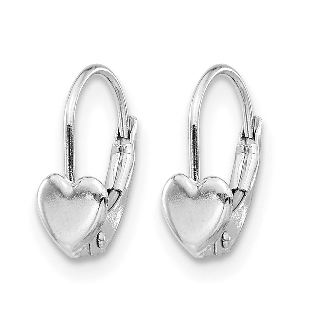 14k White Gold Madi K Heart Leverback Earrings