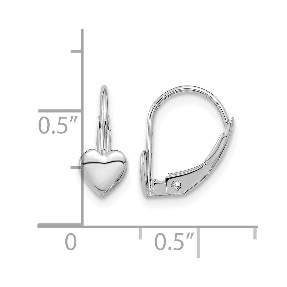 14k White Gold Madi K Heart Leverback Earrings