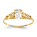 14k Madi K Synthetic White Spinel Ring