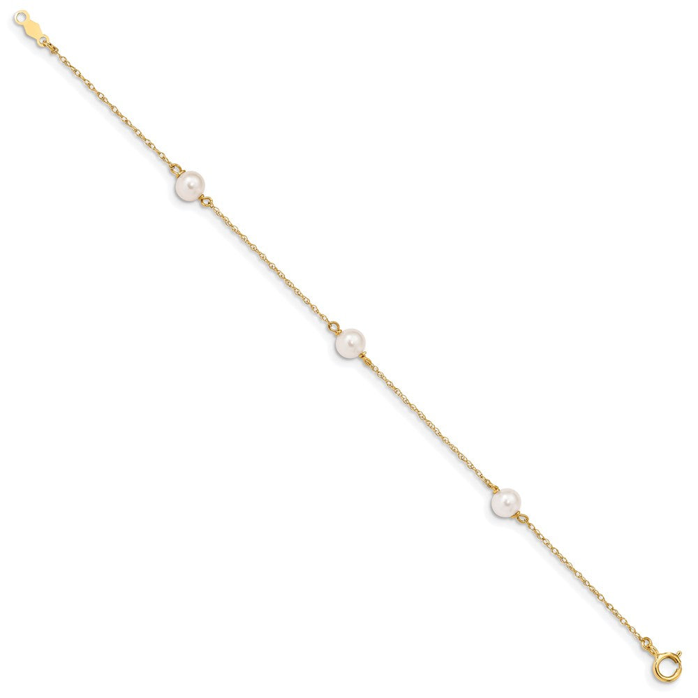 14K Madi K 5-6mm White Near-Round FWC Pearl 3-station Bracelet