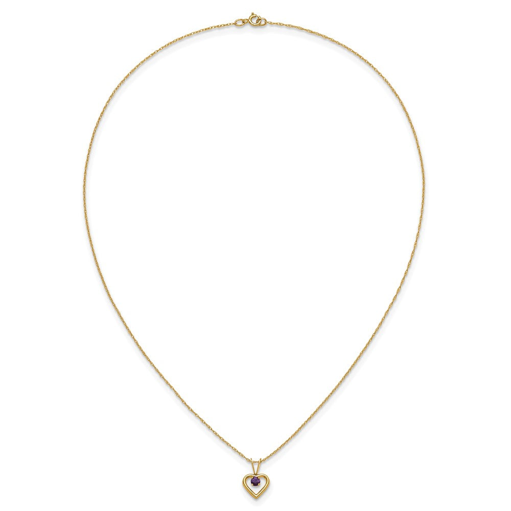 14k Madi K 3mm Amethyst Heart Birthstone Necklace