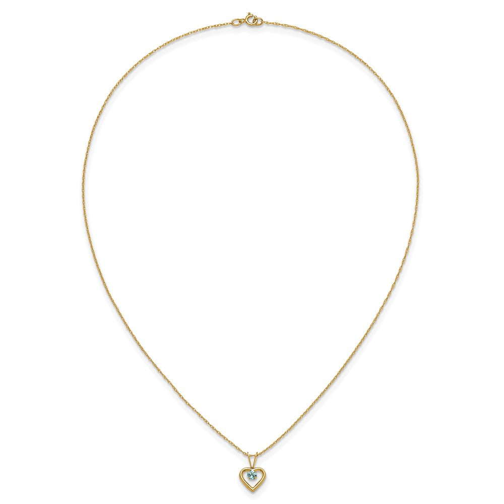 14k Madi K 3mm Blue Zircon Heart Birthstone Necklace