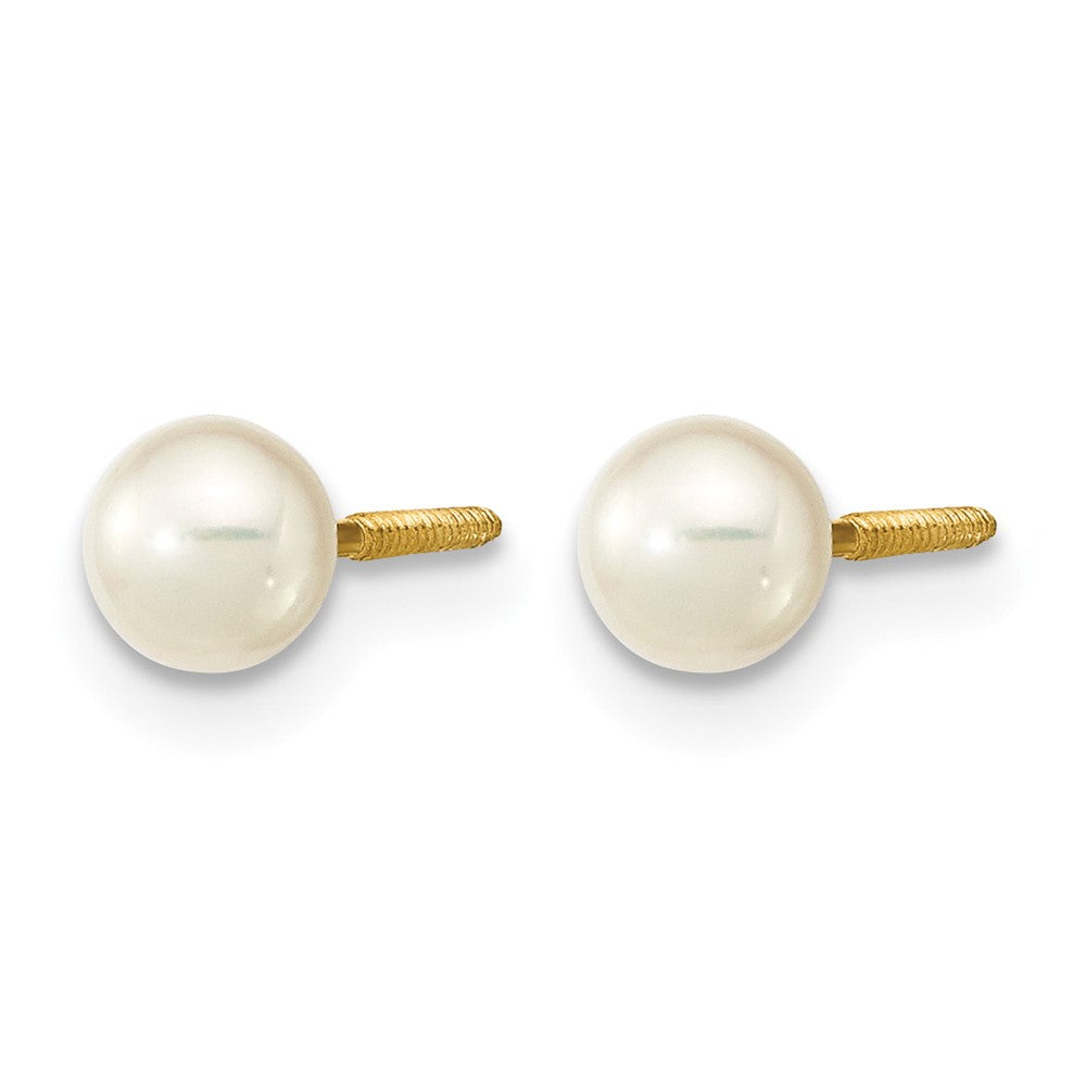 14K Madi K 4-5mm White Near Round FWCPearl Stud Post Screwback Earrings