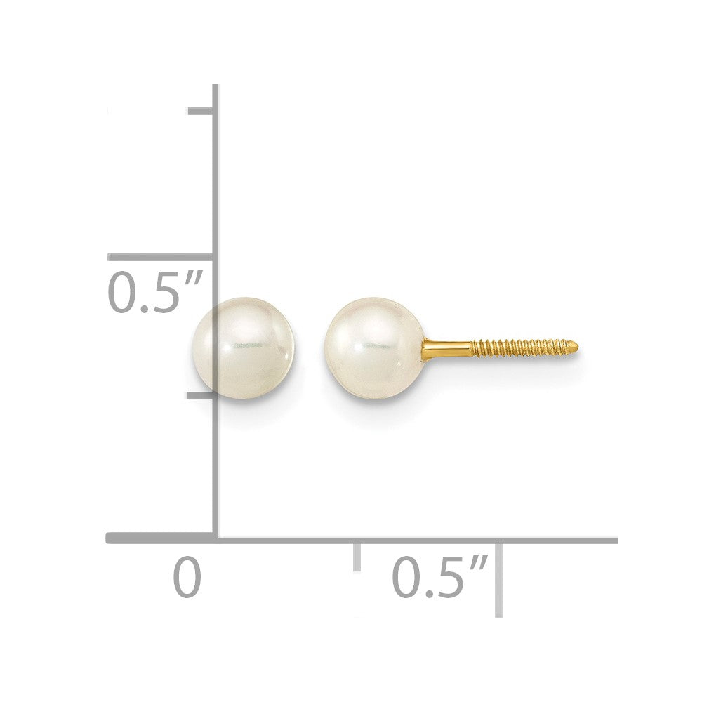 14K Madi K 4-5mm White Near Round FWCPearl Stud Post Screwback Earrings