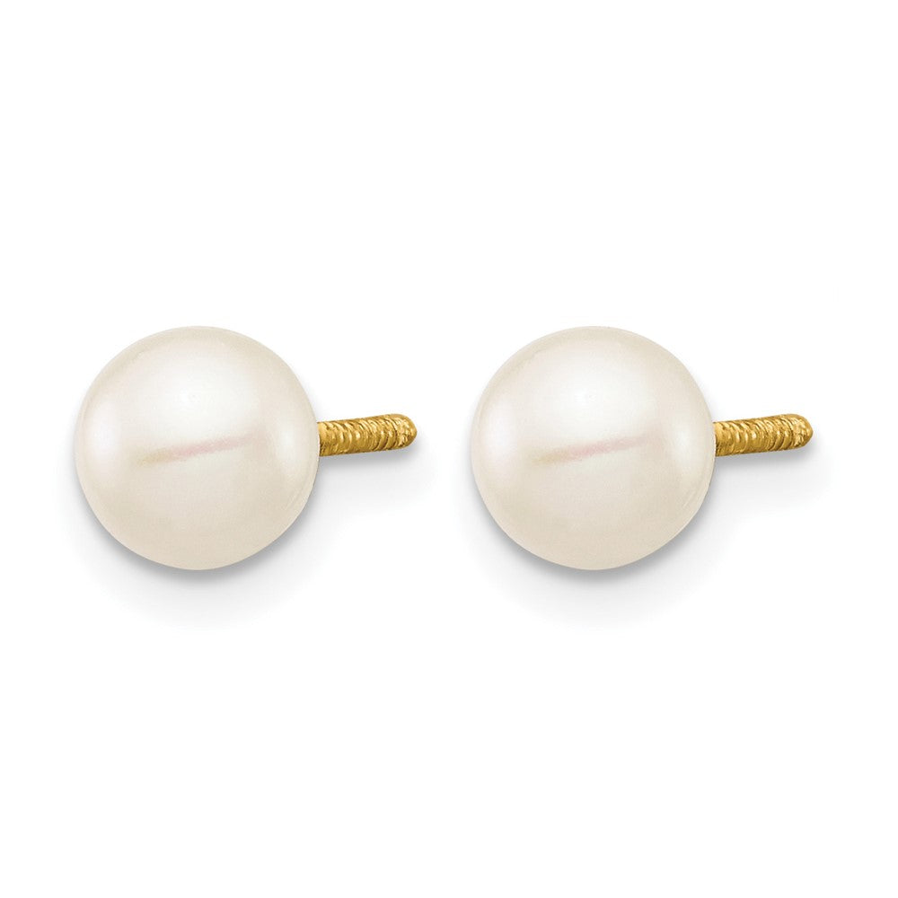 14k Madi K 5-6mm White Near Round Freshwater Cultured Pearl Post Earrings